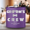 Purple Groomsman Flask With Crew In Shades Design