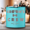 Teal Groomsman Flask With Crew In Shades Design