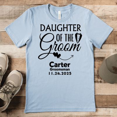 Light Blue Mens T-Shirt With Daughter Of The Groom Design