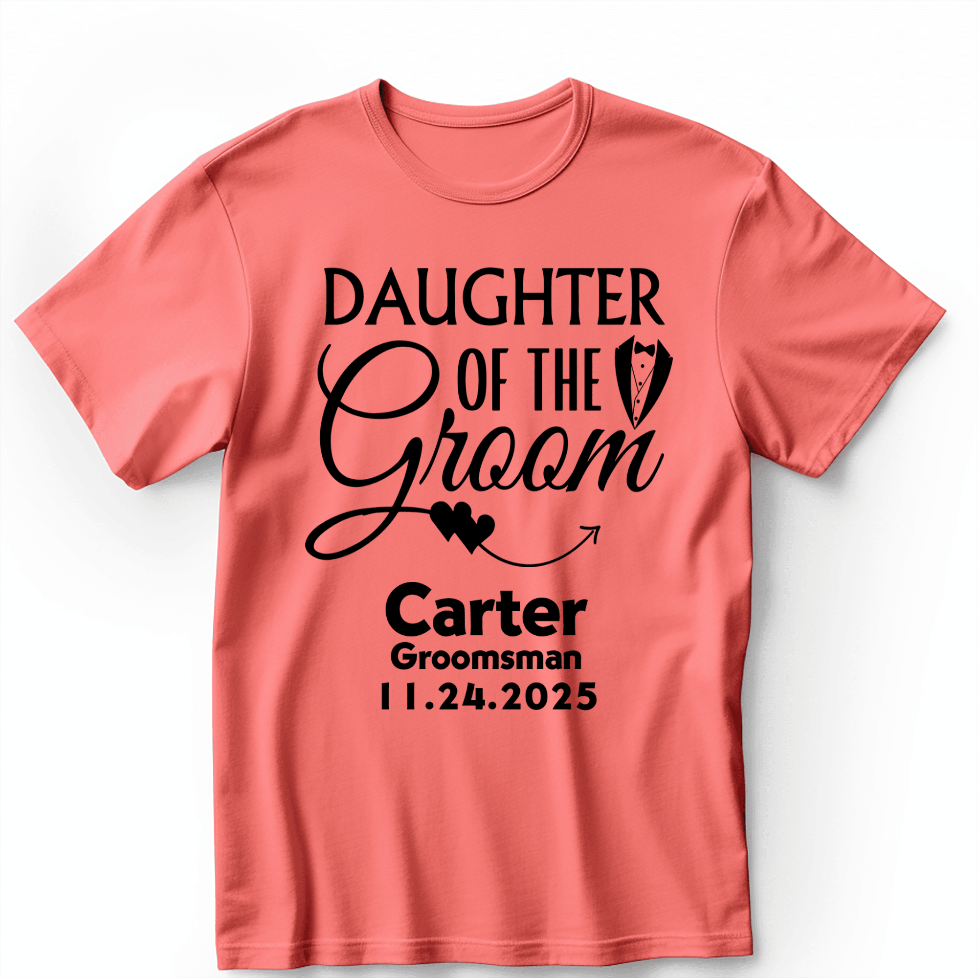 Light Red Mens T-Shirt With Daughter Of The Groom Design