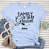Light Blue Mens T-Shirt With Family Of The Groom Design