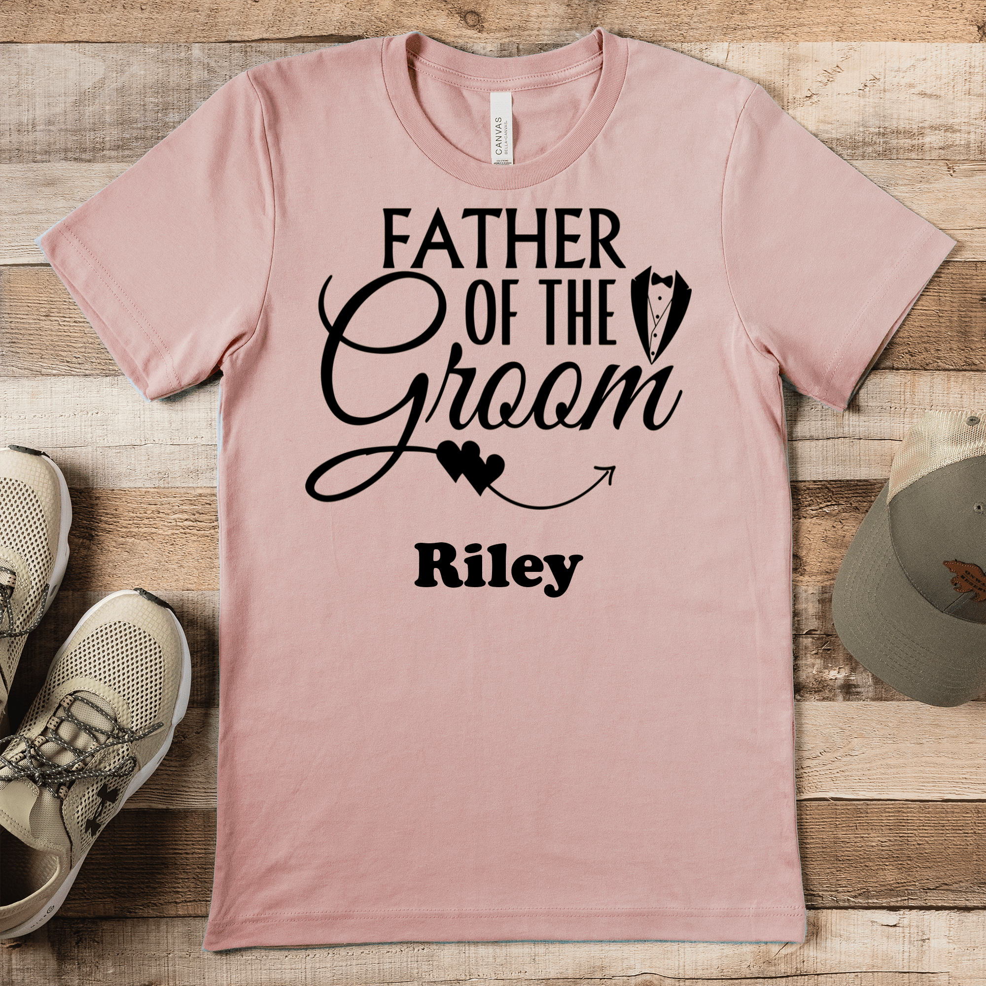 Heather Peach Mens T-Shirt With Father Of The Groom Design