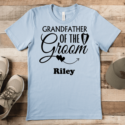 Light Blue Mens T-Shirt With Grandfather Of The Groom Design