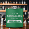 Green Groomsman Flask With Groom Team Design