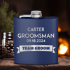 Navy Groomsman Flask With Groom Team Design