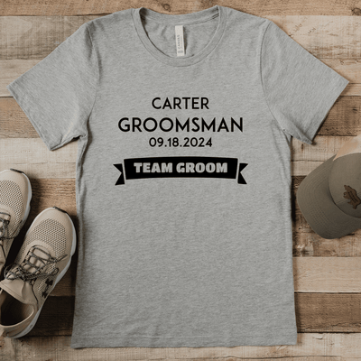 Grey Mens T-Shirt With Groom Team Design