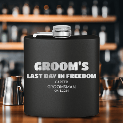 Black Groomsman Flask With Grooms Final Hour Design