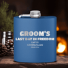 Blue Groomsman Flask With Grooms Final Hour Design