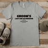 Grey Mens T-Shirt With Grooms Final Hour Design