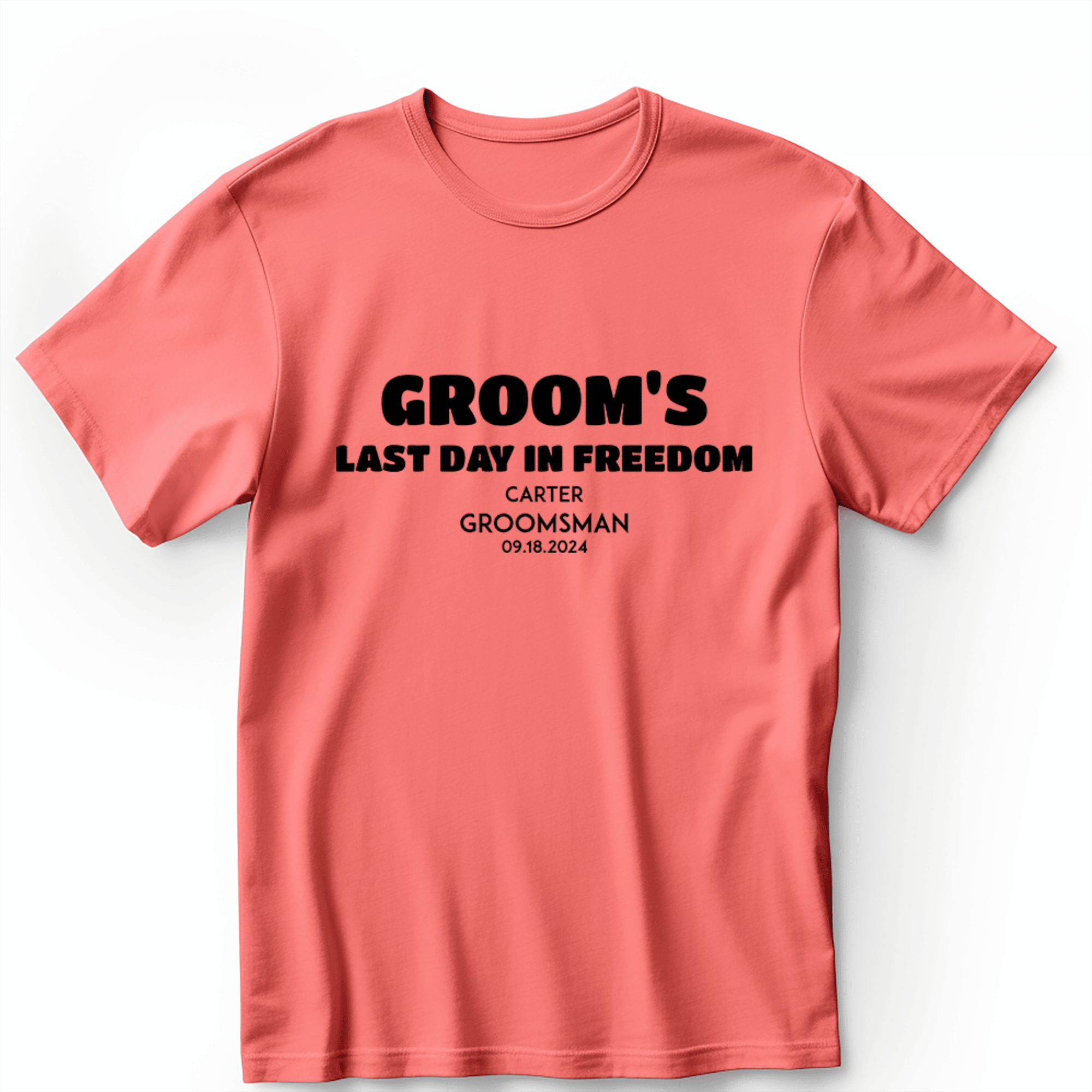 Light Red Mens T-Shirt With Grooms Final Hour Design