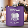 Purple Groomsman Flask With Grooms Tribe Design