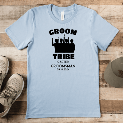 Light Blue Mens T-Shirt With Grooms Tribe Design