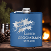 Blue Groomsman Flask With Groomsman Explosion Design