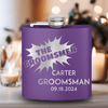 Purple Groomsman Flask With Groomsman Explosion Design