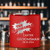 Red Groomsman Flask With Groomsman Explosion Design