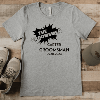Grey Mens T-Shirt With Groomsman Explosion Design