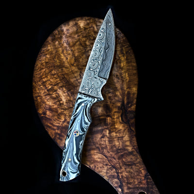 Acrylic Raindrop Damascus Knife