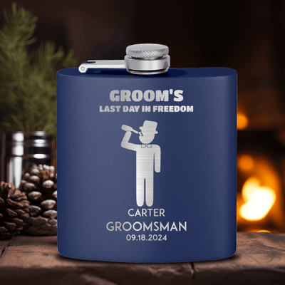 Navy Groomsman Flask With Last Day Of Freedom Design