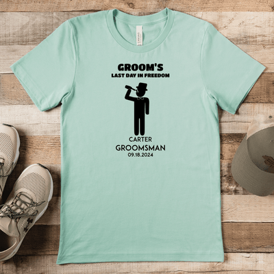 Light Green Mens T-Shirt With Last Day Of Freedom Design