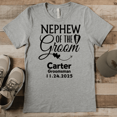 Grey Mens T-Shirt With Newphew Of The Groom Design