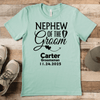 Light Green Mens T-Shirt With Newphew Of The Groom Design