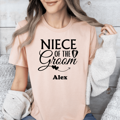Heather Peach Mens T-Shirt With Niece Of The Groom Design