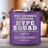 Purple Groomsman Flask With Personal Hype Squad Design