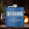 Blue Groomsman Flask With Sidekick Of The Groom Design