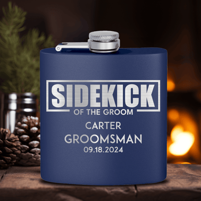 Navy Groomsman Flask With Sidekick Of The Groom Design