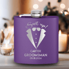 Purple Groomsman Flask With Suit Up Boys Design