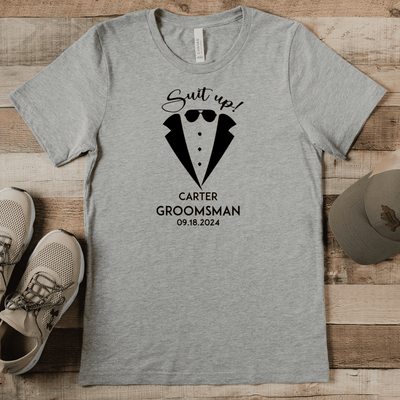 Grey Mens T-Shirt With Suit Up Boys Design