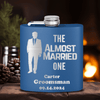 Blue Bachelor Party Flask With The Almost Married One Design