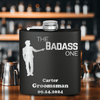 Black Bachelor Party Flask With The Badass One Design