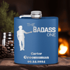 Blue Bachelor Party Flask With The Badass One Design