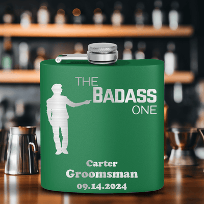 Green Bachelor Party Flask With The Badass One Design
