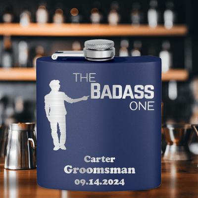 Navy Bachelor Party Flask With The Badass One Design