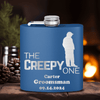 Blue Bachelor Party Flask With The Creepy One Design