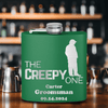 Green Bachelor Party Flask With The Creepy One Design
