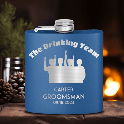 Blue Groomsman Flask With The Drinking Team Design