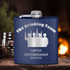 Navy Groomsman Flask With The Drinking Team Design