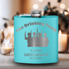 Teal Groomsman Flask With The Drinking Team Design