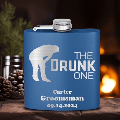 Blue Bachelor Party Flask With The Drunk One Design