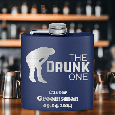 Navy Bachelor Party Flask With The Drunk One Design