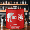 Red Bachelor Party Flask With The Drunk One Design
