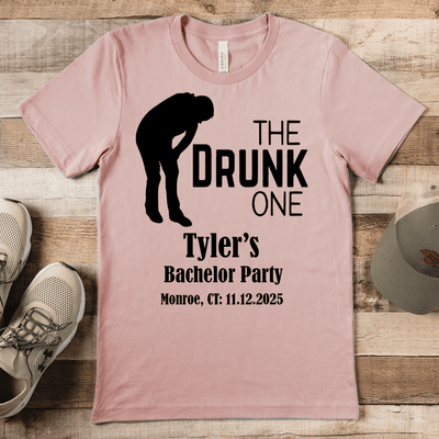 Heather Peach Mens T-Shirt With The Drunk One Design