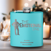 Teal Bachelor Party Flask With The Emotional One Design