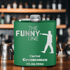 Green Bachelor Party Flask With The Funny One Design