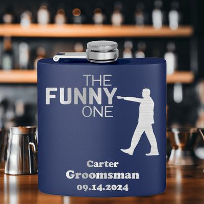 Navy Bachelor Party Flask With The Funny One Design