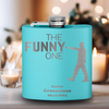 Teal Bachelor Party Flask With The Funny One Design