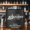 Black Bachelor Party Flask With The Horny One Design